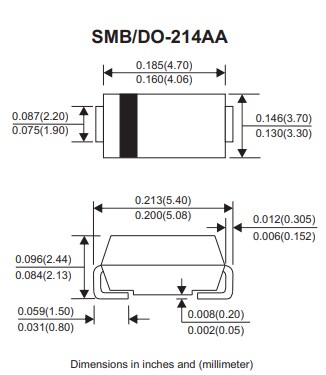 Mechanical Drawing - Comchip Technology RS3xB-HF SMD Fast Recovery Rectifiers